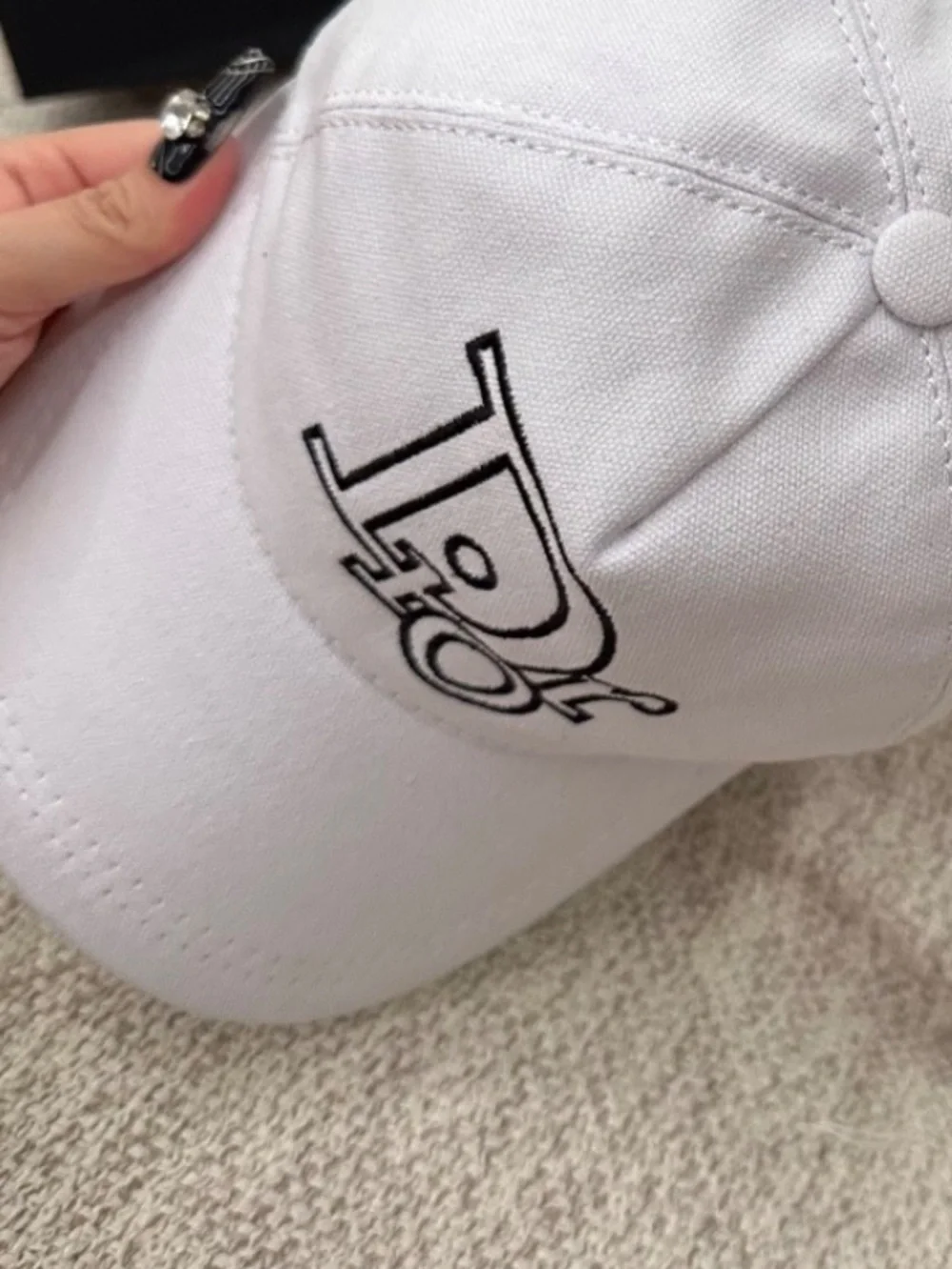 Dior. White Black Embroidered Name logo Baseball Hat Cap
